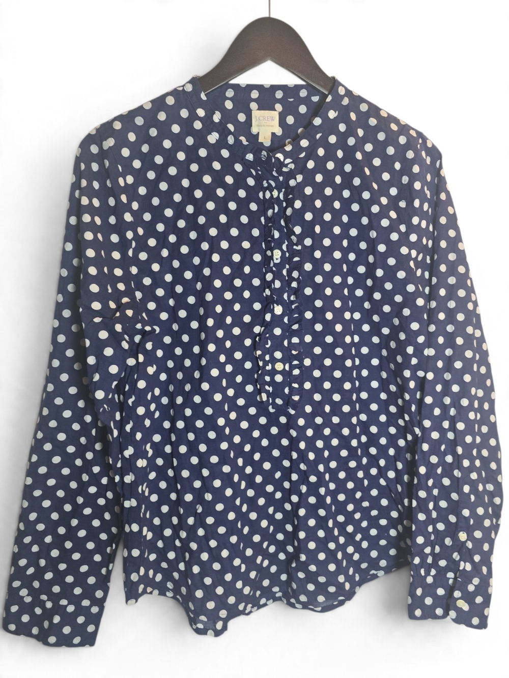 Polka Dot Navy Long-Sleeve Shirt - Unbranded